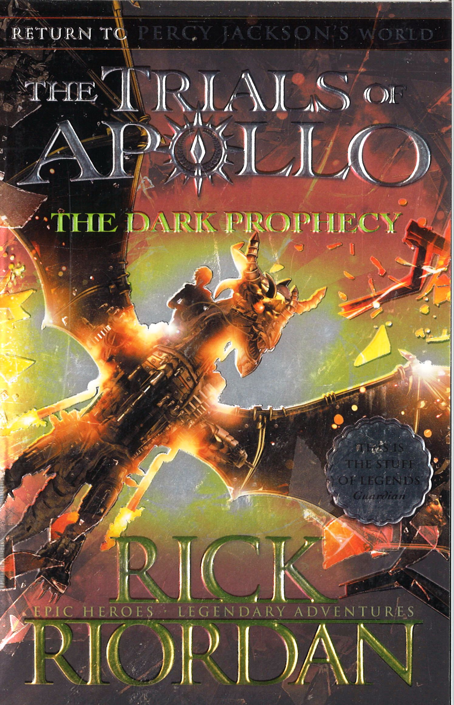 book cover for trials of apollo the dark prophecy